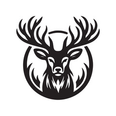 Black and White Deer Silhouette Logo
