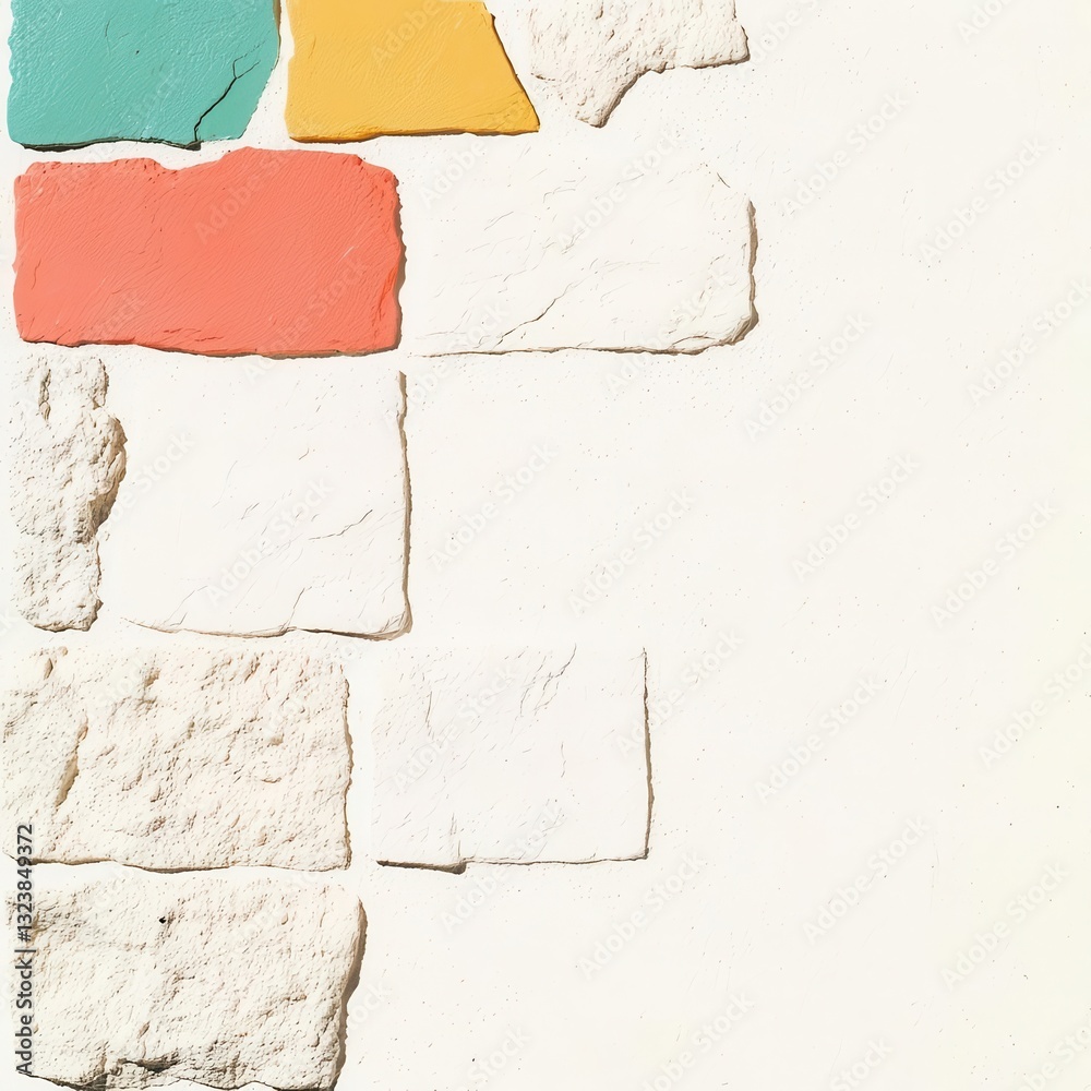 Poster layered shape compositions with elegant stone textures create a sophisticated backdrop, offering amp