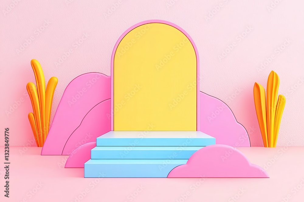 Poster gradient color exploration leads the viewer's eye across a minimalist background, featuring bokeh co