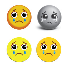 A sad Emoji icons vector set on a white background