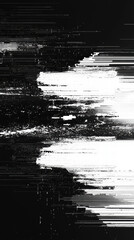 Fototapeta premium Glitch Effect: Abstract digital artwork, featuring a dramatic display of data distortion with dynamic black and white streaks, showcasing a modern technological disruption.