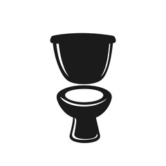Modern toilet icon with black toilet vector and logo on white background. sihouette toilet bowl icon and clean washroom illustration