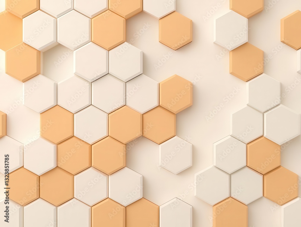 Poster abstract hexagonal patterns meet elegant color transitions, creating a dynamic yet minimalistic spac