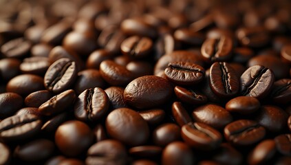 Fototapeta premium Rich & Aromatic: A Close-Up of Roasted Coffee Beans