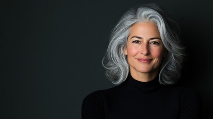 Fototapeta premium Elegant Portrait of a Woman with Silver Hair