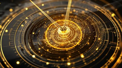 Abstract gold clock mechanism with intricate gears and digital technology elements - Powered by Adobe