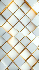 Obraz premium Diamond Grid in Architecture: A close-up shot of an abstract, geometric architectural design, with a repeating pattern of diamond-shaped tiles and golden accents, creating a sense of modern elegance.