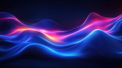 abstract flowing energy waves with vibrant blue and pink colors, symbolizing innovation and technology 