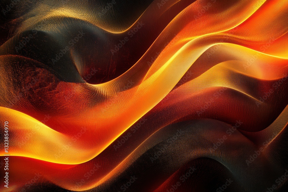 Poster fiery waves of color: an abstract artwork displaying the dynamic flow of color as it weaves across t