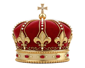 Royal crown with red velvet and gold details.