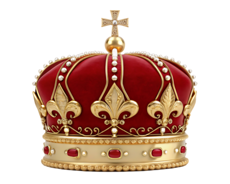 Royal crown with red velvet and gold details.