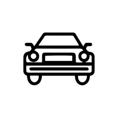 Minimalist car front view icon, black line vector illustration for transportation and automotive design