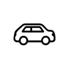 Minimalist car icon, black and white vector illustration for transportation and automotive design
