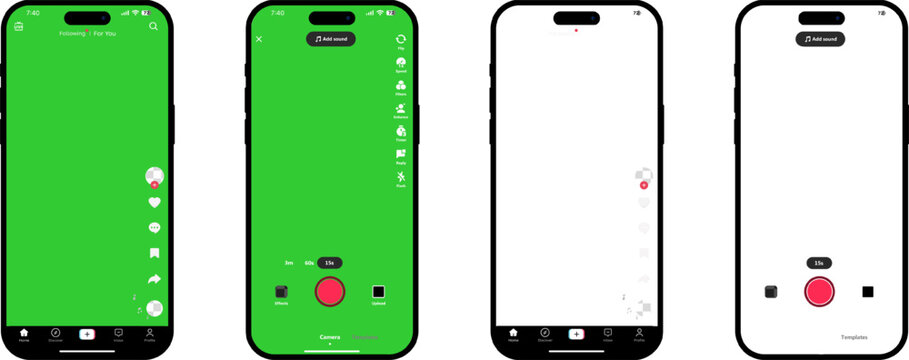 TikTok screen mockup template isolated on transparent background