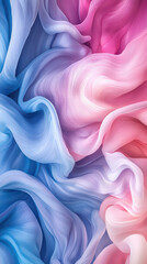 Fototapeta premium Abstract Silk: A mesmerizing display of flowing, ethereal silk in a gradient of vibrant pink, blue, and lavender, creating a sense of movement and elegance.