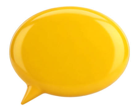Yellow speech bubble, blank, 3D render