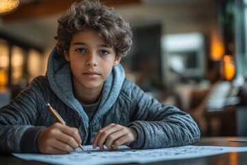 Student completing math problems as part of their study session
