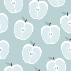 Apple Pattern on Blue, ideal for fabric, textile.