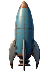 retro-futuristic clipart illustration of a teal rocket
