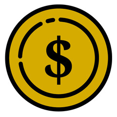 Dollar Coin Icon. Money Illustration.