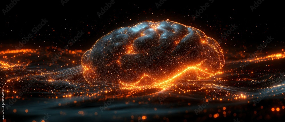 Poster dynamic neural network visualization digital realm 3d render conceptual art close-up neural intellig