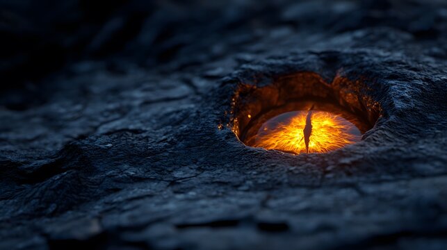 Hypervigilance: A Glowing Eye Amidst Deep Shadows Representing Constant Alertness and Intense Awareness
