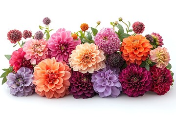 Vibrant Dahlia Bouquet Colorful Autumn Flowers Floral Arrangement Closeup Studio Shot