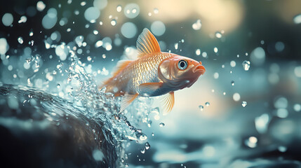 Pike fishing. Fisherman catch big fish with splash in water