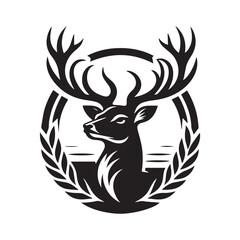 Obraz premium Black and White Deer Silhouette Logo