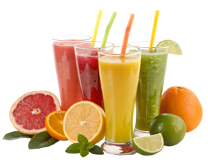 Assortment of delicious and refreshing fruit smoothies.