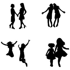 dynamic friendship silhouette celebrates fun, laughter, and friendship in a minimalist black design