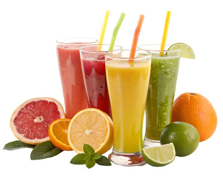 Assortment of delicious and refreshing fruit smoothies.