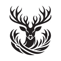 Obraz premium Black and White Deer Silhouette Logo