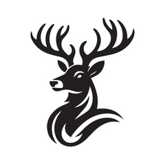 Fototapeta premium Black and White Deer Silhouette Logo