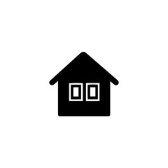 Minimalist house icon, black and white vector illustration for real estate and property