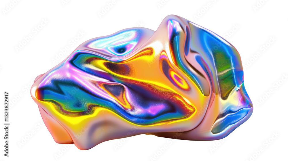 Fototapete iridescent morphing fluid shape with transparent background