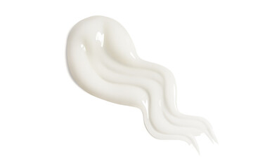 Skin care cream, face serum, lotion swatch smear on white background.