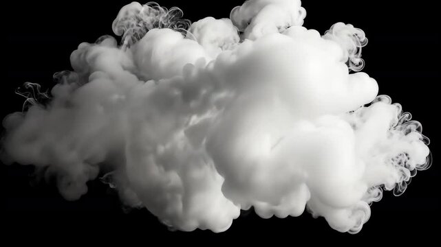 Dramatic white cloud of smoke against black background