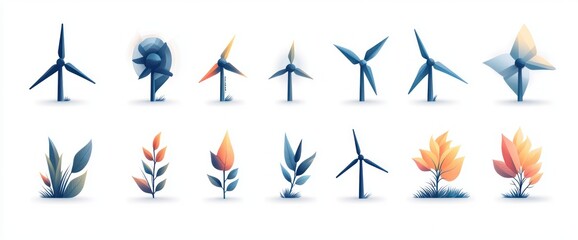 Wind and Wave Minimalistic Vector Icons Set for Modern Design