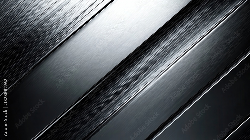 Fototapete Dynamic metallic background with sleek diagonal lines in silver and black for modern design applications