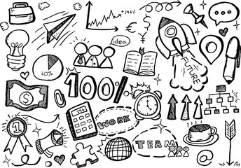 Obraz premium Hand Drawn Business background,Doodles vector illustration. 