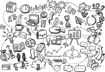 Hand Drawn Business background,Doodles vector illustration.