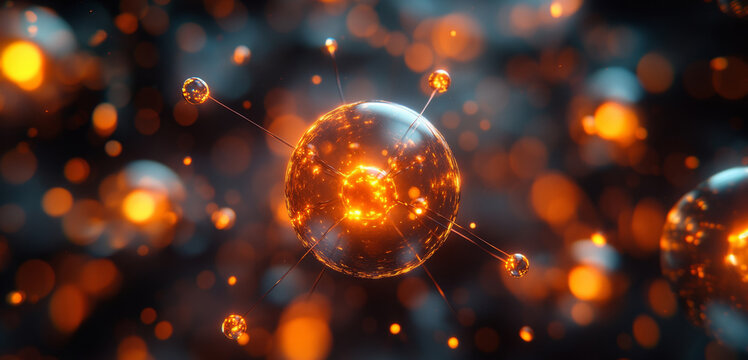 This artwork represents quantum particles in a dynamic state, showcasing principles of superposition and entanglement. Glowing elements convey the complexity of quantum algorithms and data analysis.