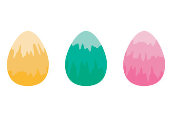 Easter holiday, decorative egg symbol icon set. Colourful isolated elements, flat cartoon design, doodle marble ornament illustration for creative ux web card, invitation, flyer, poster. Vector