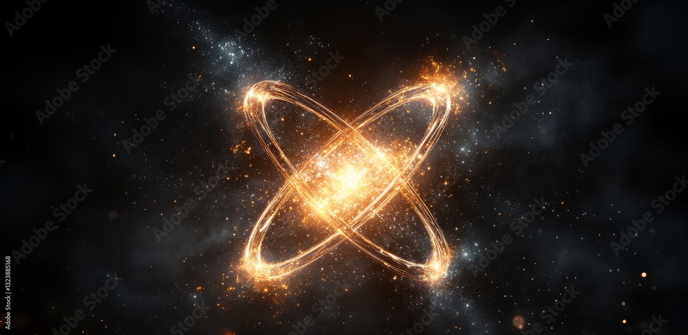 Poster Bright particles demonstrate quantum concepts such as superposition and entanglement, showcasing the intricate behaviors of qubits and their significance in optimizing algorithms and datasets.