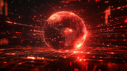 Fototapeta premium Abstract 3D globe with glowing connection lines, symbolizing global connectivity and digital networks.
