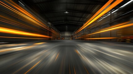 Speed and Motion Blur Warehouse Interior
