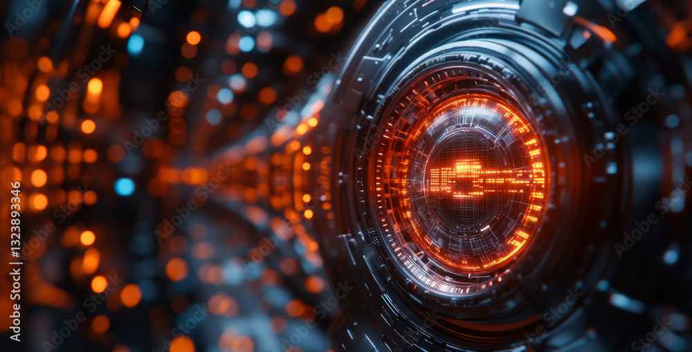 Aufkleber This visual presents a detailed view of a quantum computing system, showcasing elements like qubits, superposition, and entanglement.