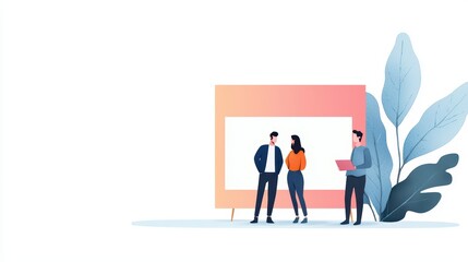 Obraz premium Creative Advertising Concept with Professionals and Presentation Board in Modern Design