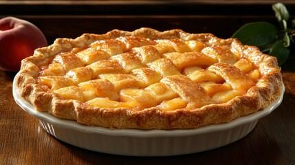 Freshly baked peach pie